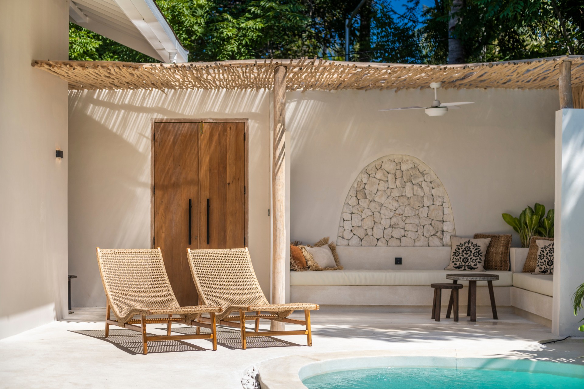 Santika Villas outdoor lounge in the morning.