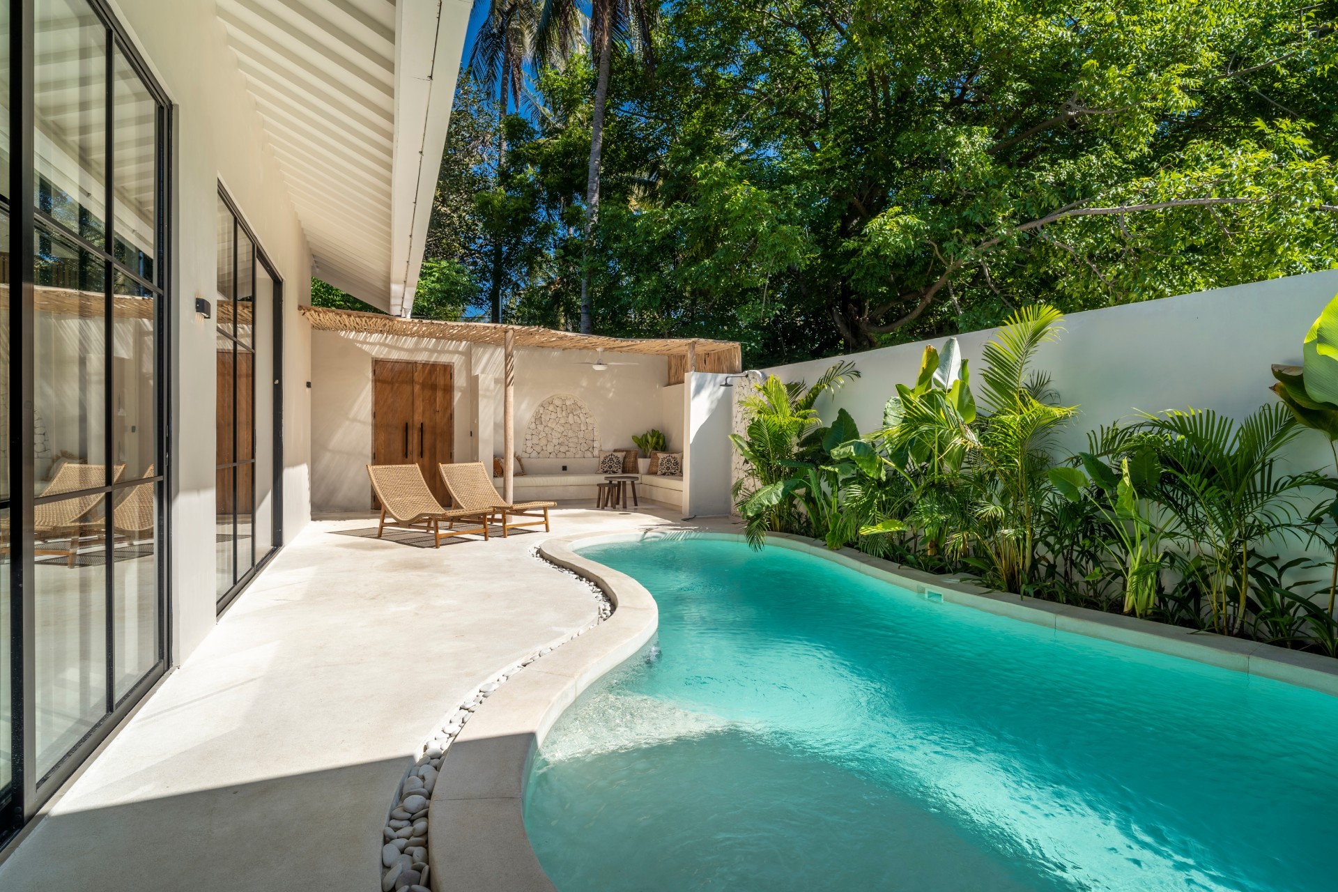 Private pool and tropical garden.